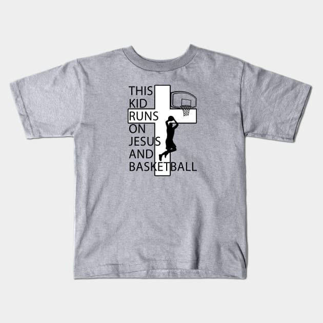 Christian Basketball Player Jesus and Basketball Christ Cross Kids T-Shirt by TeeCreations